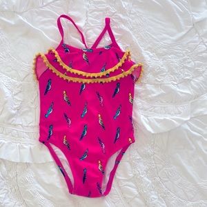 Hot pink parrot swimsuit 2t